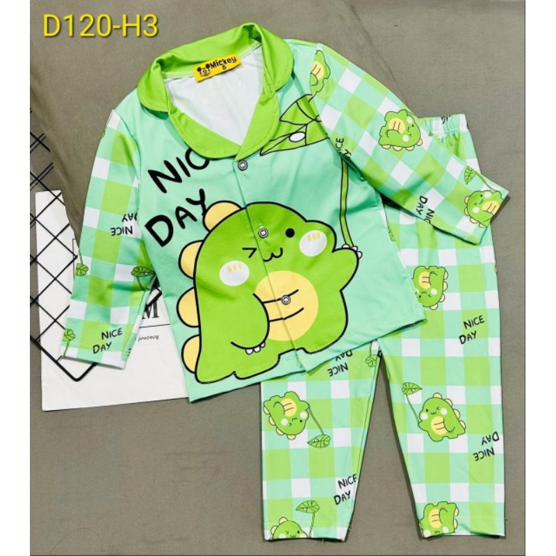 MÃ D120 PIZAMA DÀI TAY BÉ GÁI THUN LẠNH 3D SIZE 20-42KG