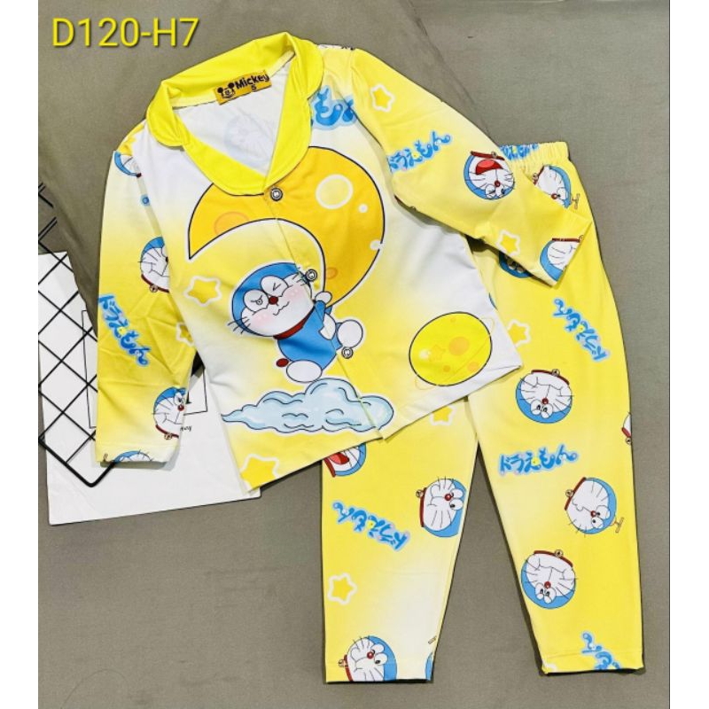 MÃ D120 PIZAMA DÀI TAY BÉ GÁI THUN LẠNH 3D SIZE 20-42KG