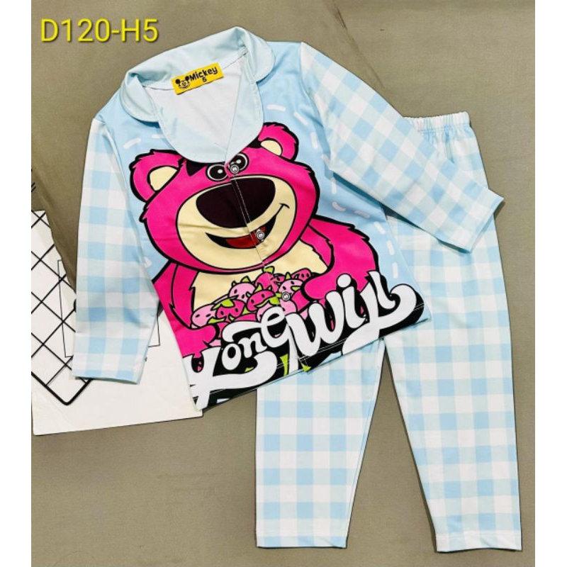 MÃ D120 PIZAMA DÀI TAY BÉ GÁI THUN LẠNH 3D SIZE 20-42KG