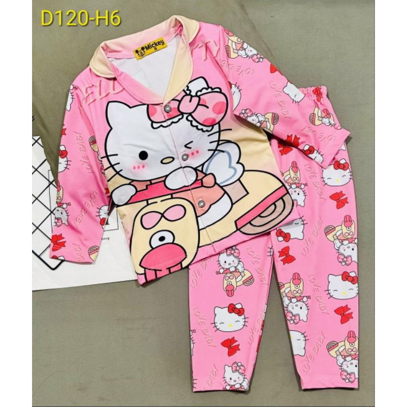 MÃ D120 PIZAMA DÀI TAY BÉ GÁI THUN LẠNH 3D SIZE 20-42KG