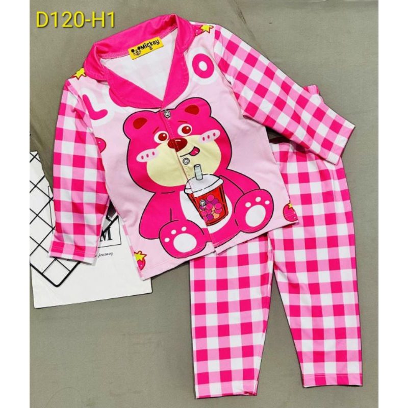 MÃ D120 PIZAMA DÀI TAY BÉ GÁI THUN LẠNH 3D SIZE 20-42KG