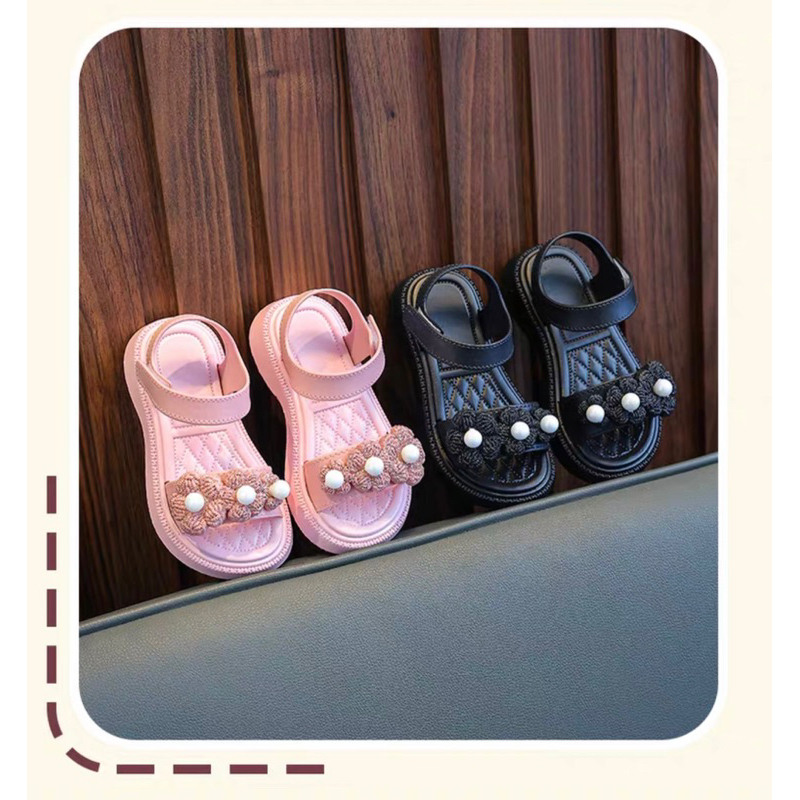 Sandal bé gái đi học đi chơi cao cấp bông thêu