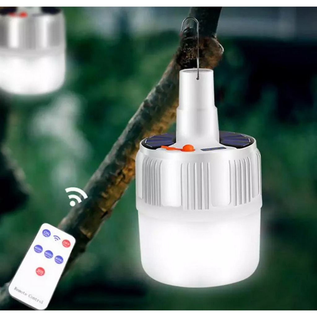 Bóng đèn tích điện năng lượng mặt trời 100w có điều khiển từ xa, Bóng đèn sạc tích điện có móc treo rất tiện lợi