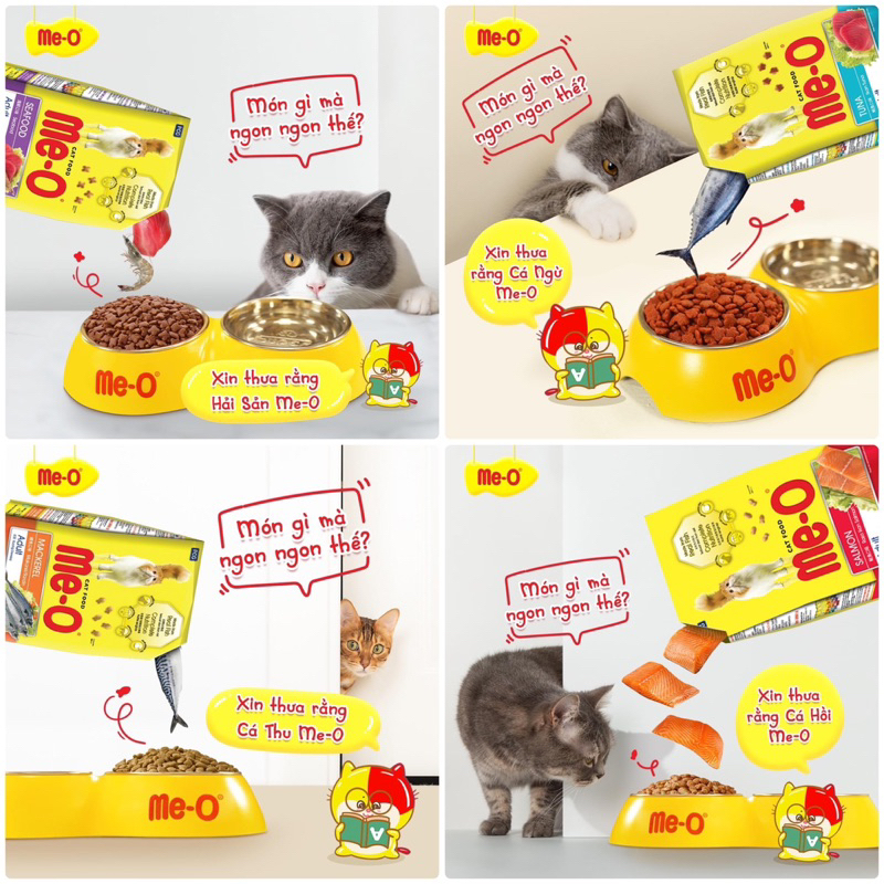 Hạt Me-O cho mèo con, mèo lớn gói 350g 400g