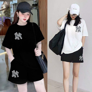 Set short cotton thêu lo go n.y cao cấp