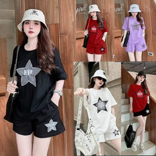Set short cotton thêu ngôi sao cao cấp