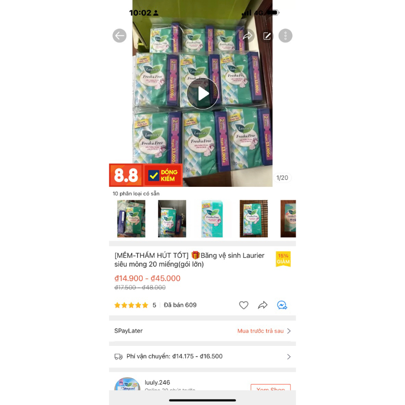 🎁- Laurier F&F Siêu mỏng 20 miếng tặng 1 hộp 2 miếng đêm 35cm