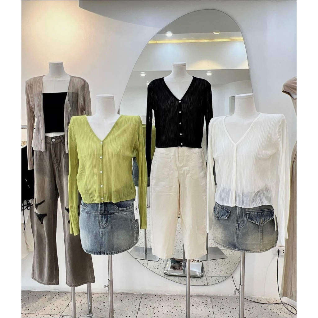 Áo cardigan nữ mỏng 5 cúc tay dài dáng ngắn form vừa, mẫu trơn basic  thời thời trang hot trend mùa thu 2023