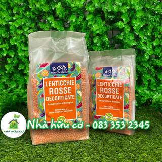 Đậu lăng đỏ hữu cơ sottolestelle 500g/100g - organic hulled red lentils - nhà hữu cơ