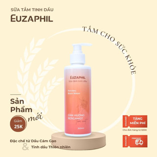 Sữa tắm tinh dầu cám gạo sáng da Euzaphil Cam Hương Bergamot 300ml