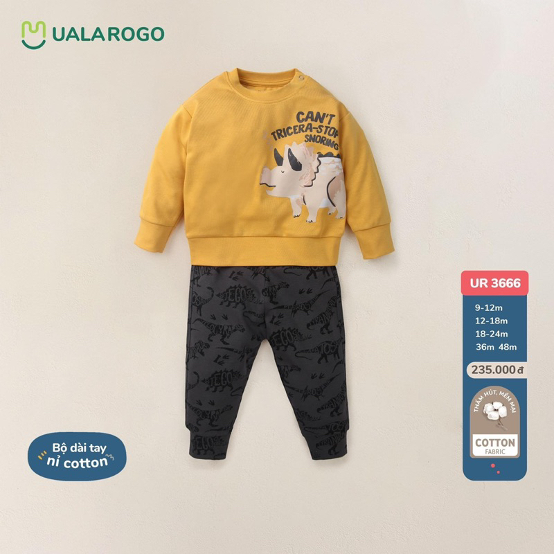 Ulalogo - Bộ dài tay nỉ cotton