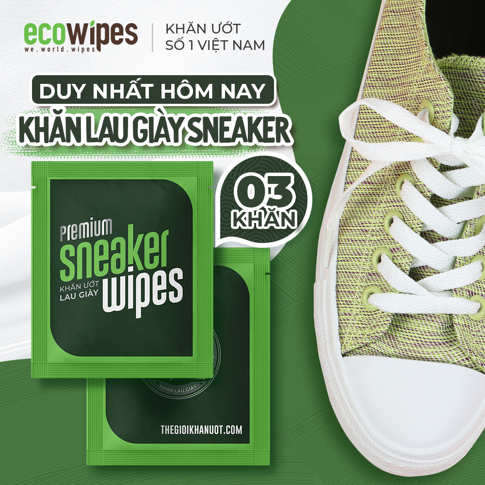 Combo 03 gói Khăn lau giày thể thao vệ sinh nhanh Sneaker Wipes size Premium gói 1 tờ