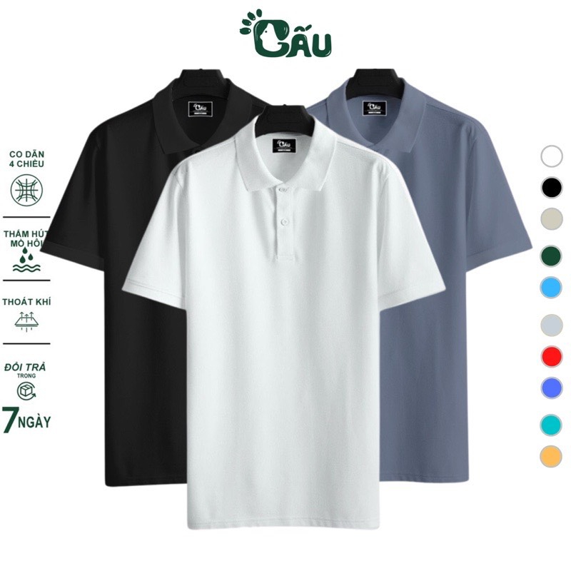 Áo thun Polo GẤU 194 Unisex vải cá sấu mè, co dãn 4 chiều dày dặn form gerular fit - PL Mè 2