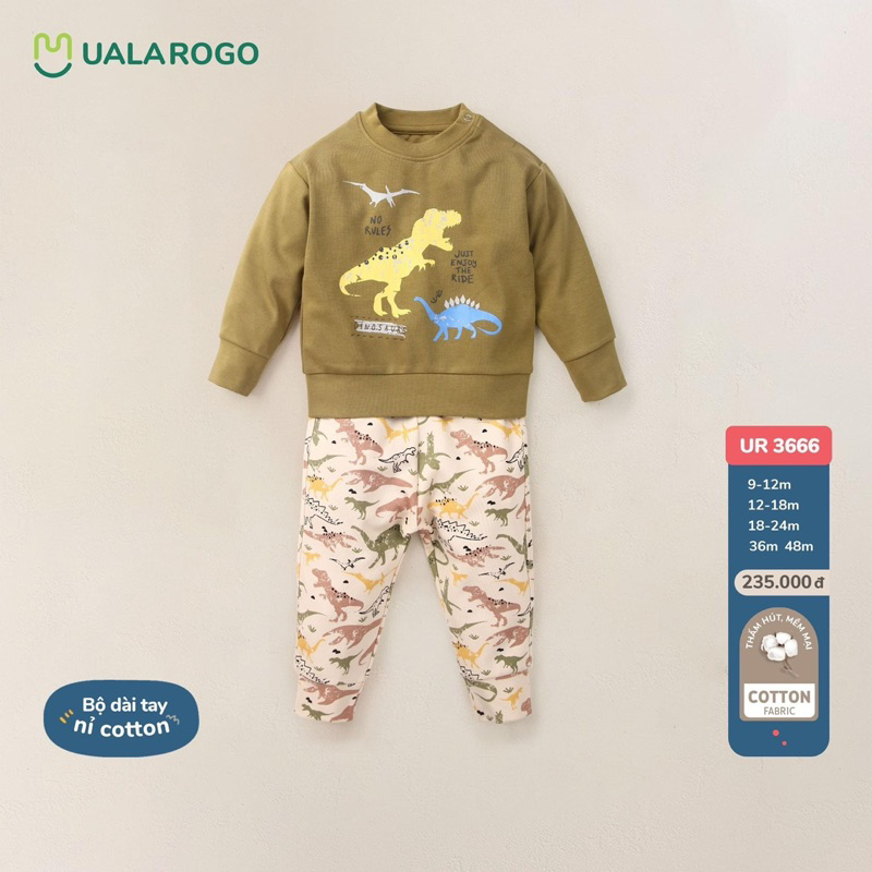 Ulalogo - Bộ dài tay nỉ cotton