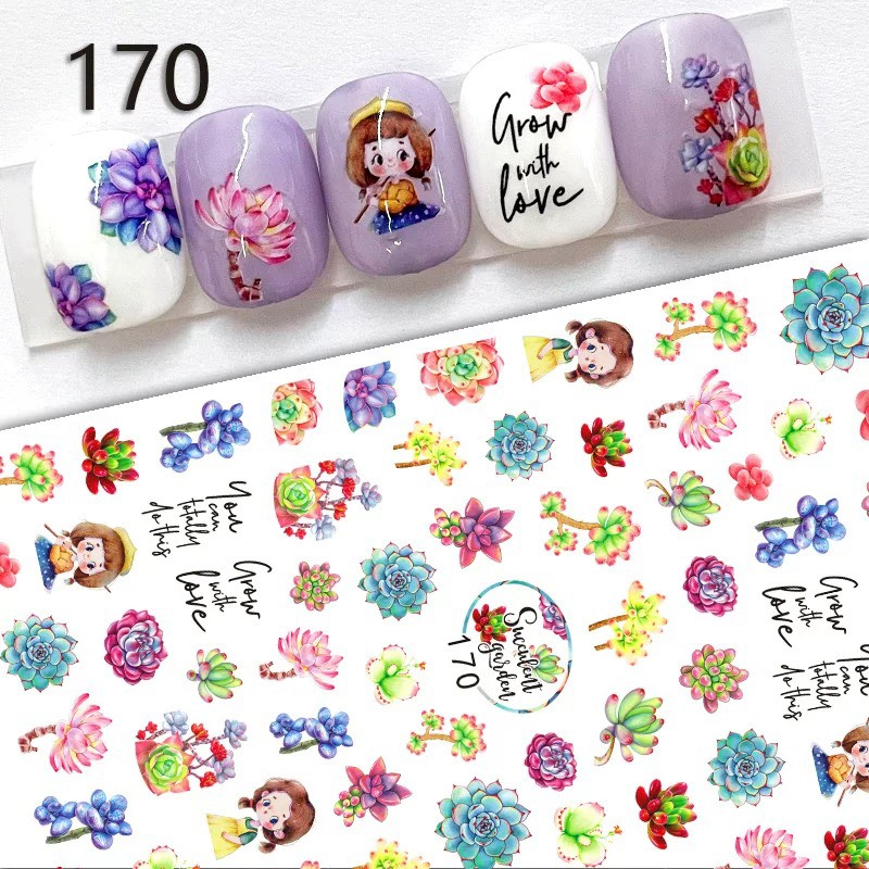 Sticker & Decal dán móng tay hình xương rồng