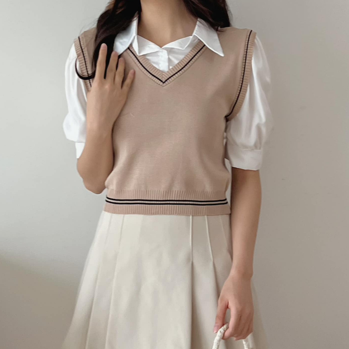 Set Gile Kèm Áo Sơ Mi Liền Dáng Croptop TITTO CLOSET