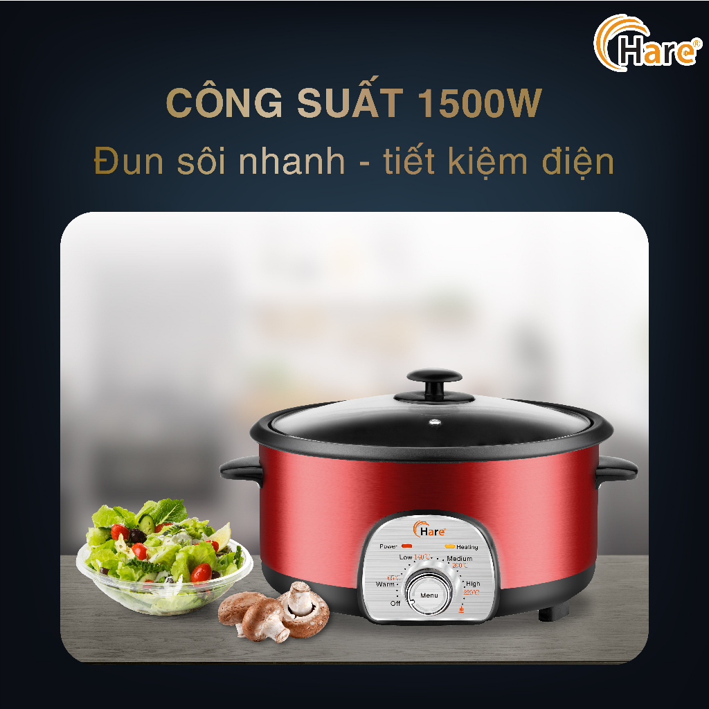 Nồi lẩu điện đa năng HR-MT5002  - thương hiệu Hare - bảo hành 12 tháng