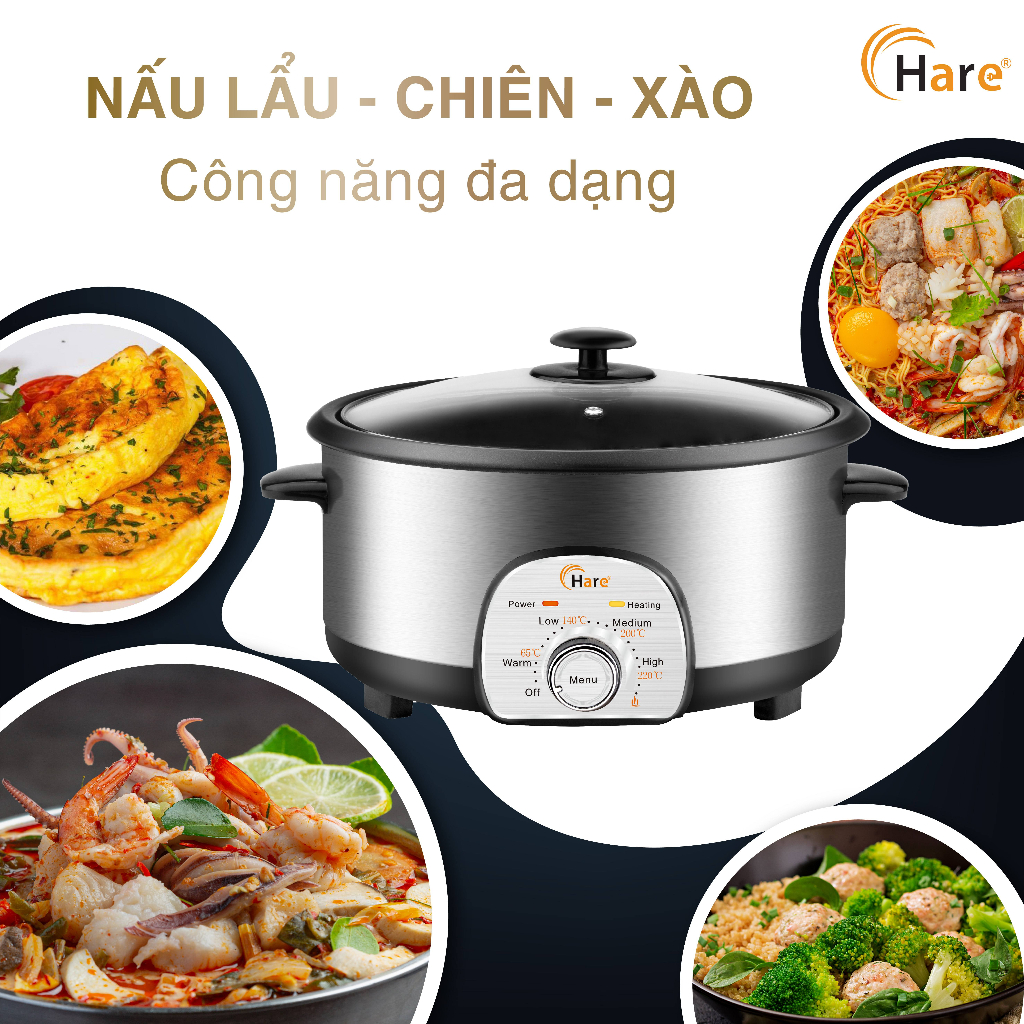 Nồi lẩu điện đa năng HR-MT5002  - thương hiệu Hare - bảo hành 12 tháng