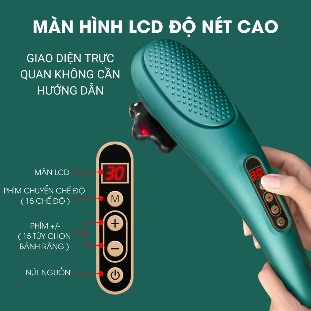 Máy massage cổ vai gáy, toàn thân cầm tay, mát xa chuyên sâu giảm đau, giảm căng thẳng mệt mỏi tặng kèm 6 đầu massage