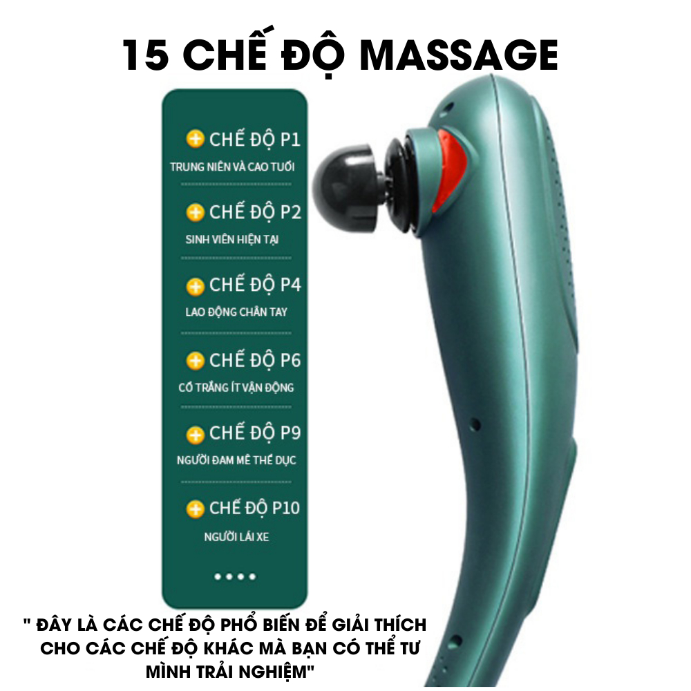 Máy massage cổ vai gáy, toàn thân cầm tay, mát xa chuyên sâu giảm đau, giảm căng thẳng mệt mỏi tặng kèm 6 đầu massage