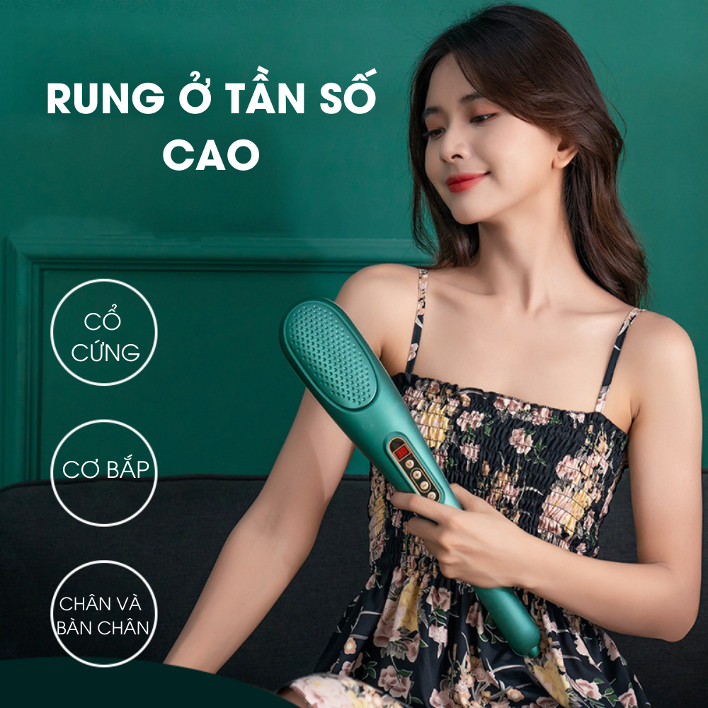 Máy massage cổ vai gáy, toàn thân cầm tay, mát xa chuyên sâu giảm đau, giảm căng thẳng mệt mỏi tặng kèm 6 đầu massage