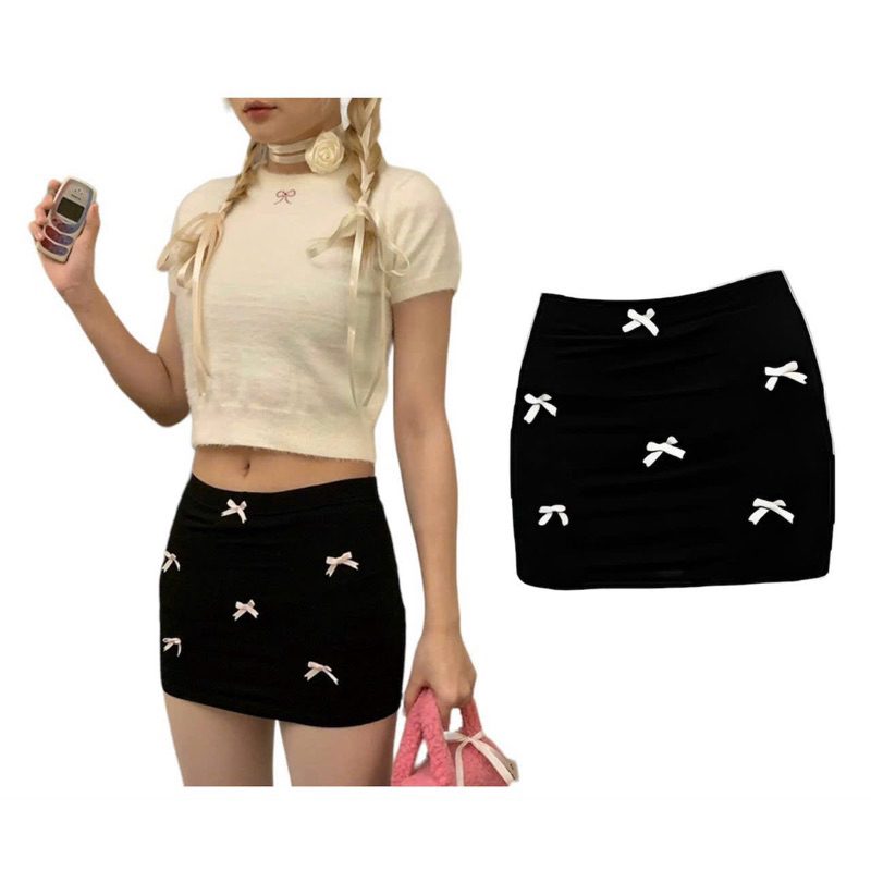 🌸HOT•Chân váy ngắn gắn nơ🎀