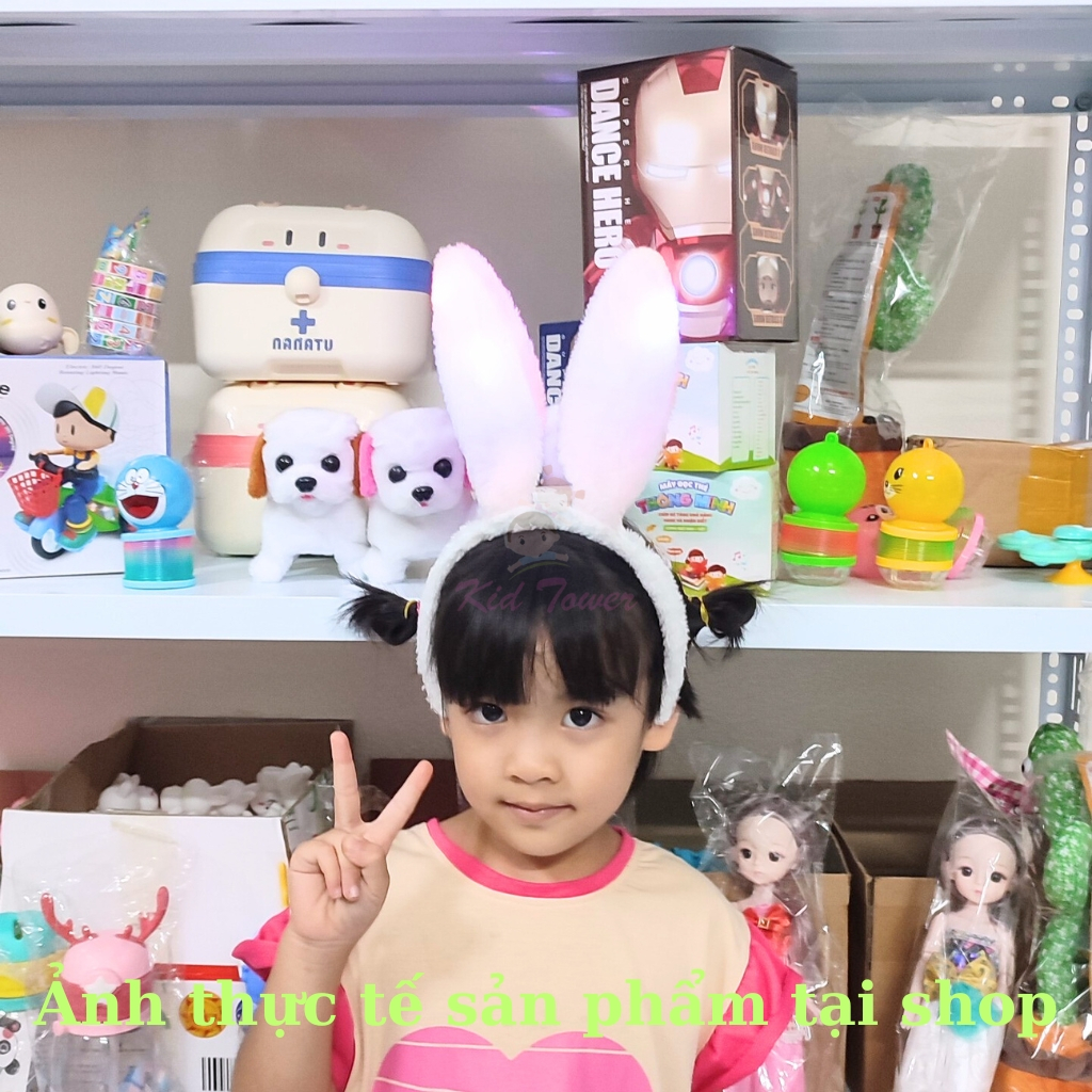 Bờm tai thỏ băng đô phát sáng chơi trung thu rước đèn cực xinh cho bé