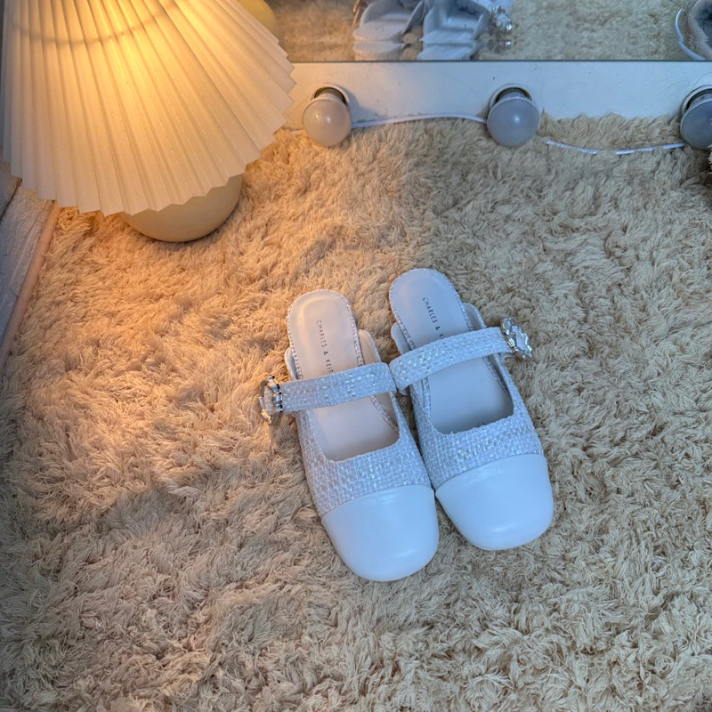 Giày sục búp bê Cnk quai ngang to đính hoa mũi bóng phong cách tiểu thư cá tính hàng Fullbox mới 2023 G03