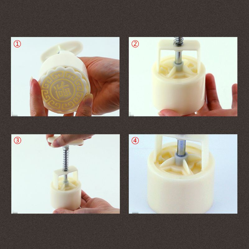 Bộ Khuôn Làm Bánh Trung Thu 100g Kèm 6 Con Dấu In Hình Hoa Tiện Dụng