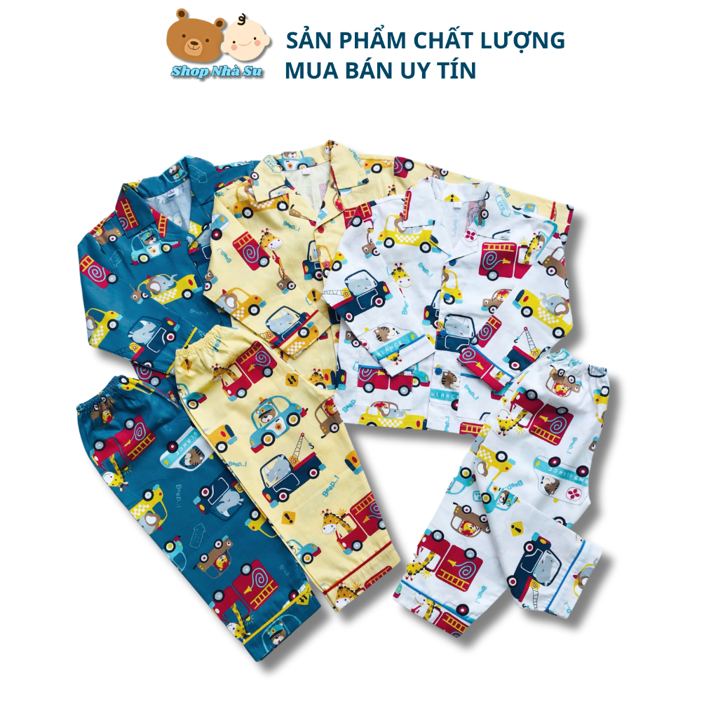 Bộ ngủ Pijama dài cho bé chất liệu vải Thô mịn đẹp hút mồ hôi thoáng mát size bé 1-5 tuổi 10-20kg nhiều mẫu