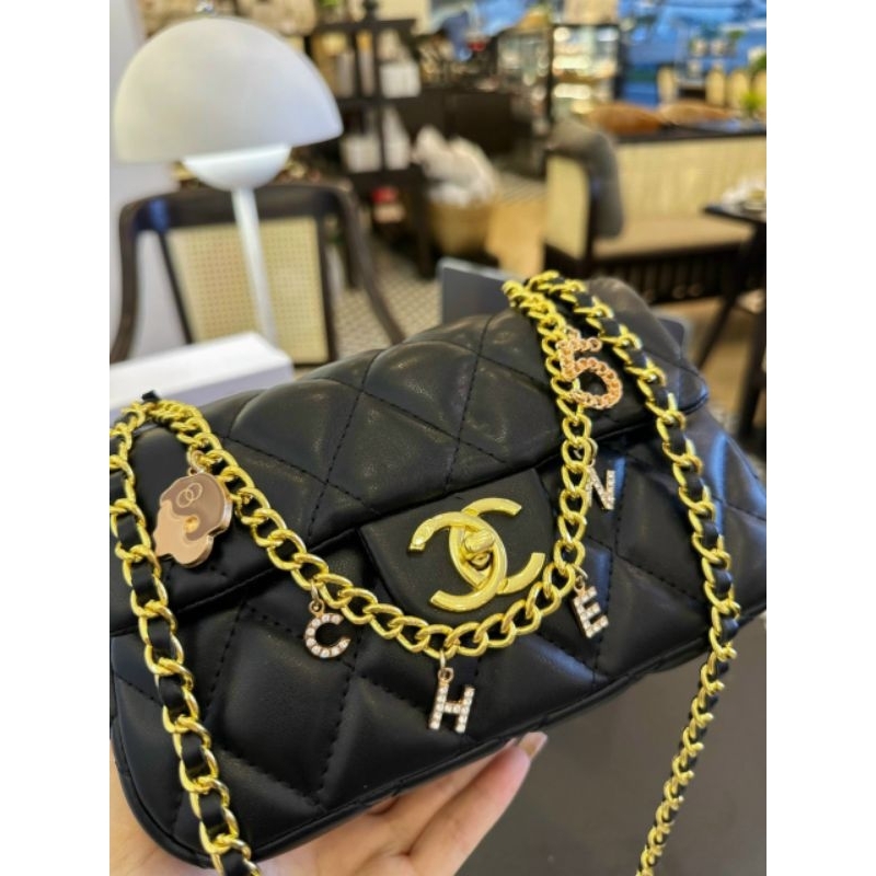 Túi Đeo Vai, Túi Đeo Chéo Tặng Dây Tag Hãng ( Hàng Quảng Châu ) - Đen Trắng ( size 22cm)