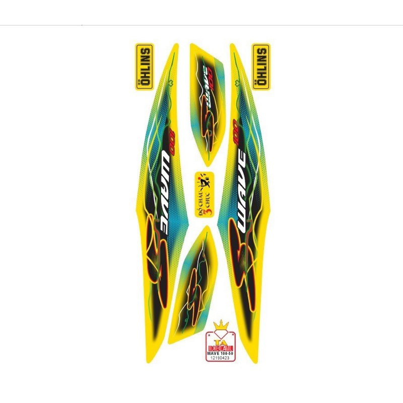 Tem rời xe Wave S 100 và 50cc tia sét,tem 4 lớp chống nước