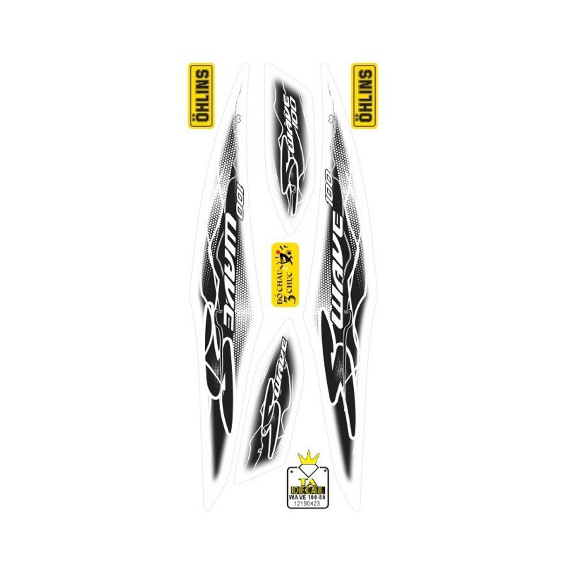 Tem rời xe Wave S 100 và 50cc tia sét,tem 4 lớp chống nước