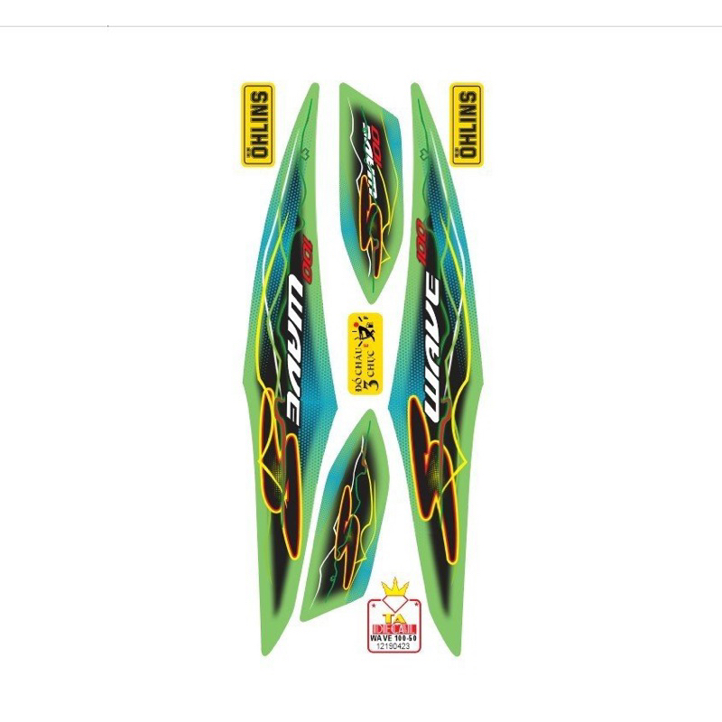 Tem rời xe Wave S 100 và 50cc tia sét,tem 4 lớp chống nước