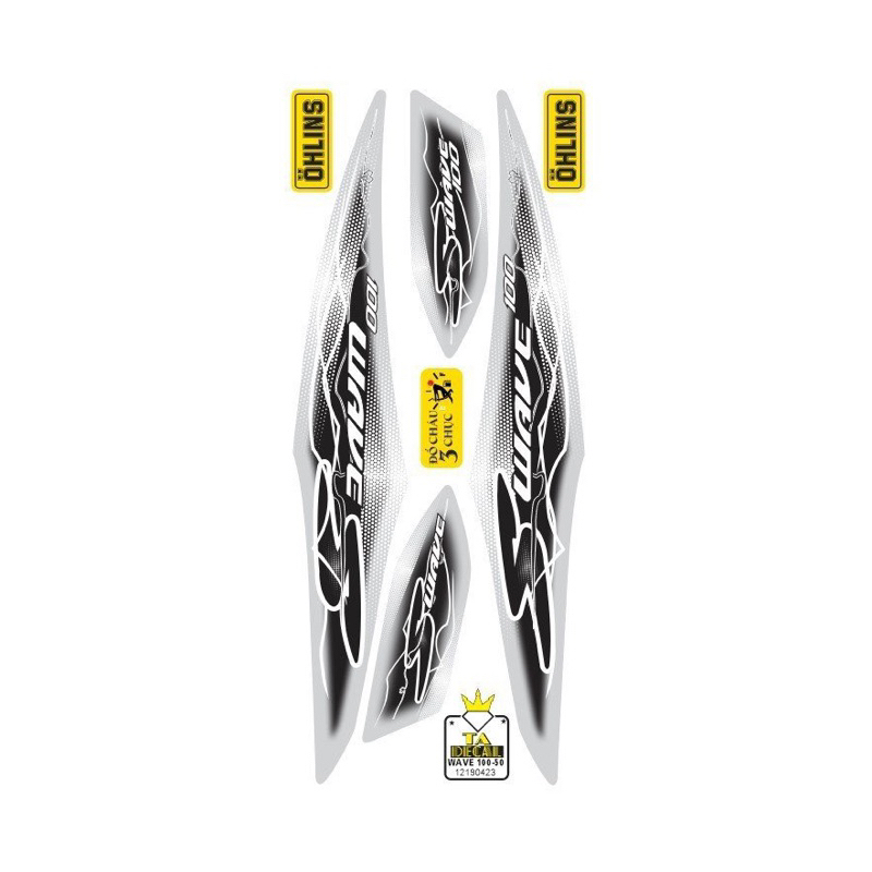 Tem rời xe Wave S 100 và 50cc tia sét,tem 4 lớp chống nước