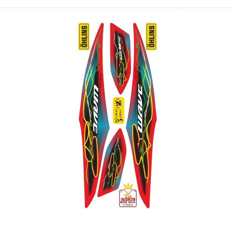 Tem rời xe Wave S 100 và 50cc tia sét,tem 4 lớp chống nước