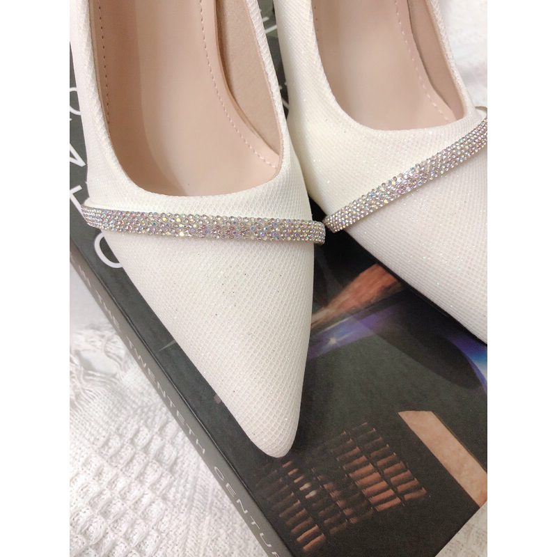 Giày cao gót mũi nhọn kim sa 3 màu, giày gót nhọn 9cm mã OK13