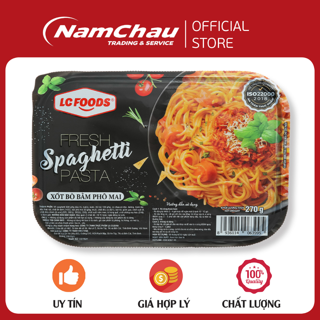 Mì spaghetti bò bằm Phô mai LC FOODS gói 270g tiện lợi [HN giao hỏa tốc]
