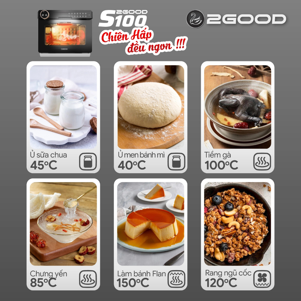 Nồi chiên không dầu hấp hơi nước 2Good S100 - Nồi chiên hơi nước 2good s100 - Nồi chiên không dầu 2good s100