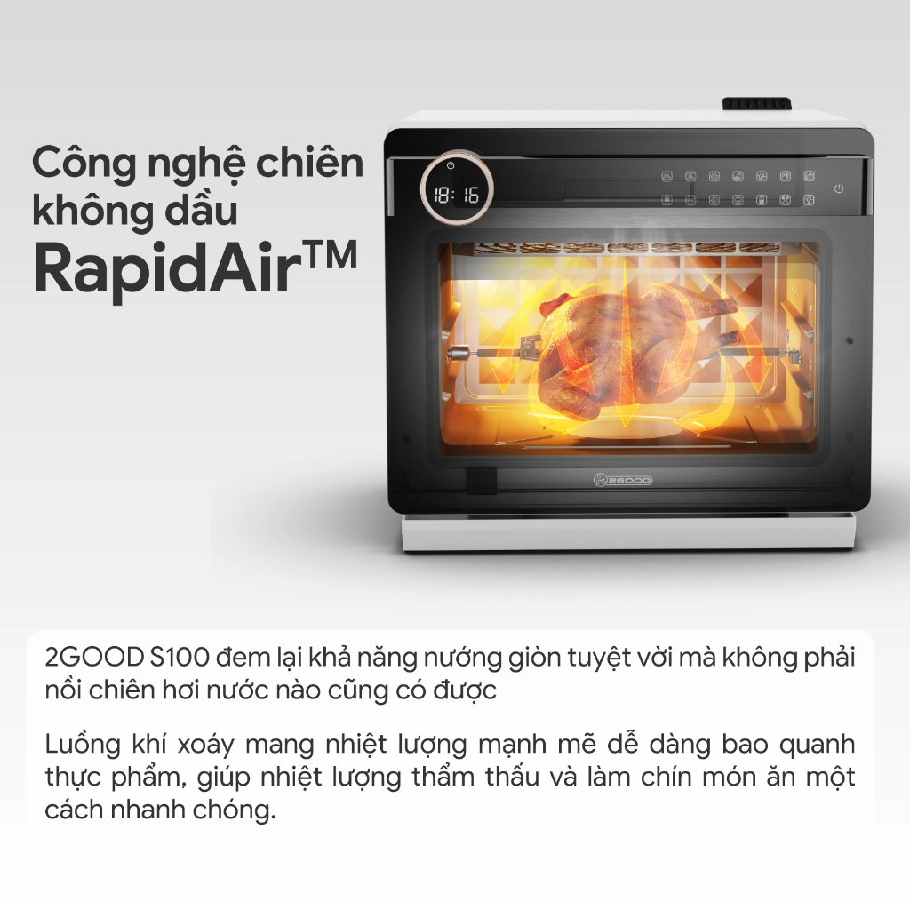 Nồi chiên không dầu hấp hơi nước 2Good S100 - Nồi chiên hơi nước 2good s100 - Nồi chiên không dầu 2good s100