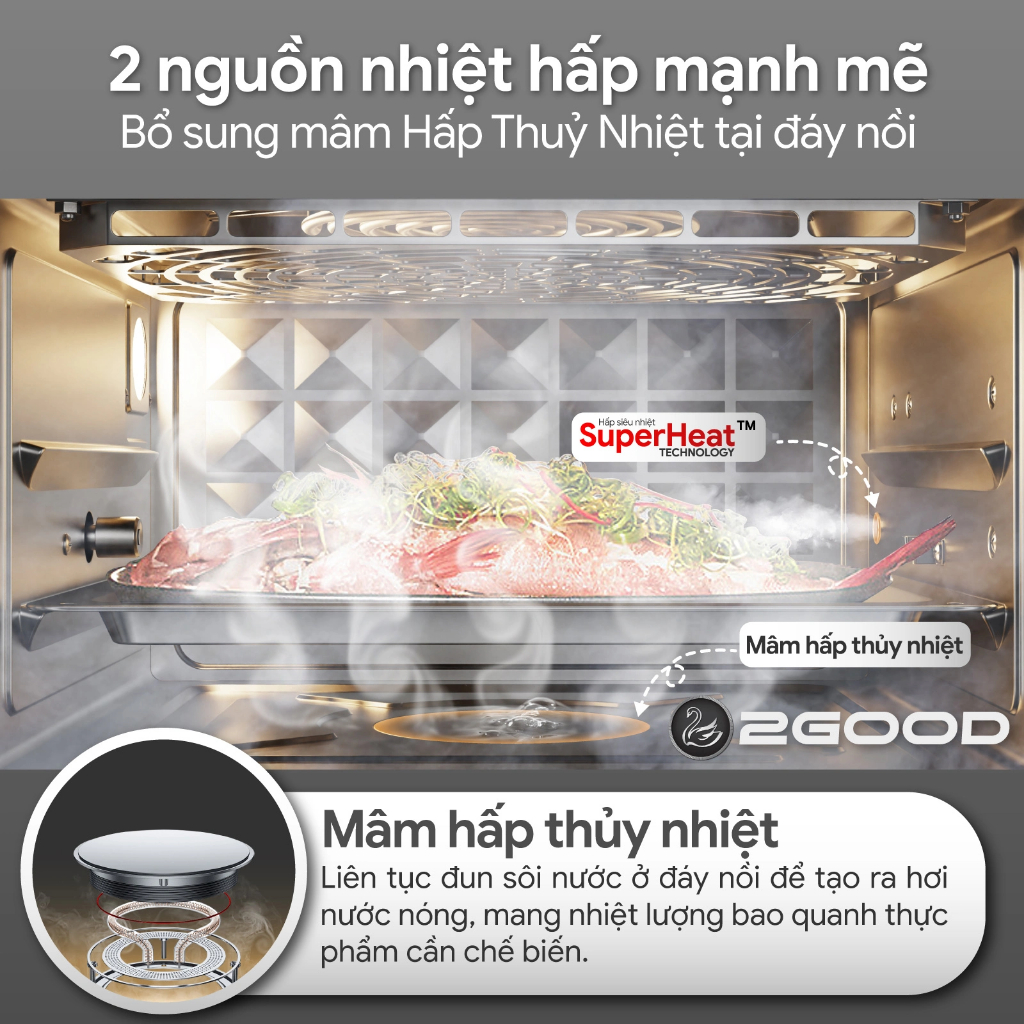 Nồi chiên không dầu hấp hơi nước 2Good S100 - Nồi chiên hơi nước 2good s100 - Nồi chiên không dầu 2good s100