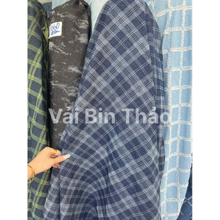 Vải bò họa tiết kẻ caro