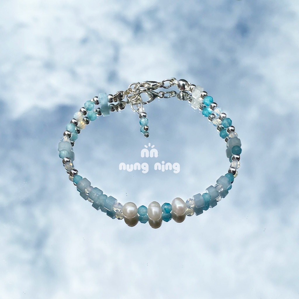 Vòng "Dịu Dàng" | NUNG NING BEADS | Vòng tay Aquamarine x trai x opal x amazonite màu xanh trời dịu dàng