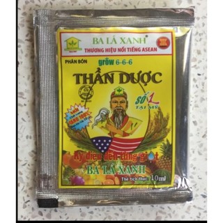 Phân bón grow 6-6-6 thần dược ba lá xanh hộp 10 gói