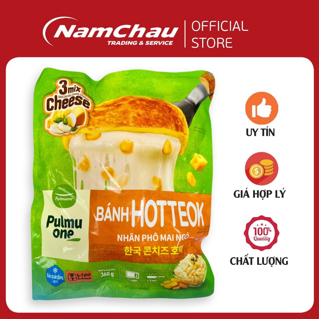 Bánh xếp Hotteok nhân phô mai ngô Hàn Quốc 360g (chiếc), bánh nếp nhân phô mai mozzarella Pulmuone [HN giao hỏa tốc]