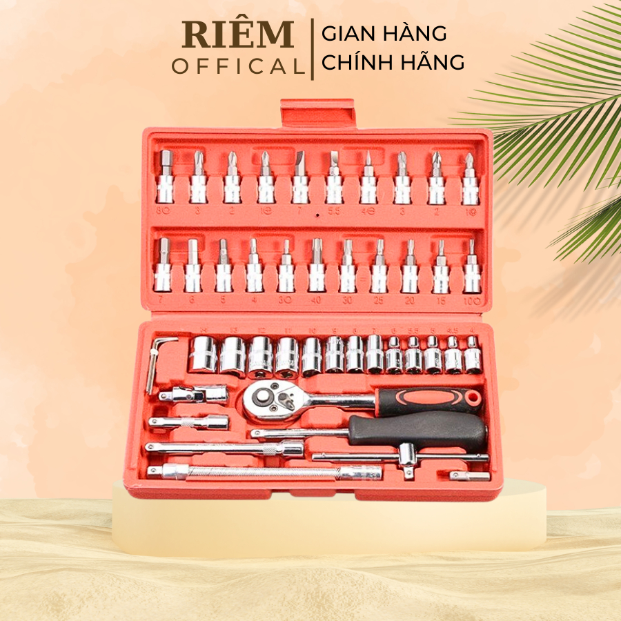 Bộ Dụng Cụ Sửa Chữa Đa Năng 46 Chi Tiết Bộ Khẩu Sữa Chữa xe máy Bộ 46 Chi Tiết 46 Món ốc Vít Tiện Lợ