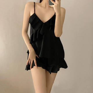Bộ đồ ngủ 2 dây lụa satin nữ cao cấp trơn màu đơn giản sang trọng
