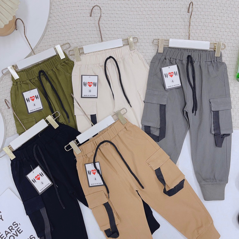 Quần kaki bo gấu dáng gogger cho bé trai túi hộp
