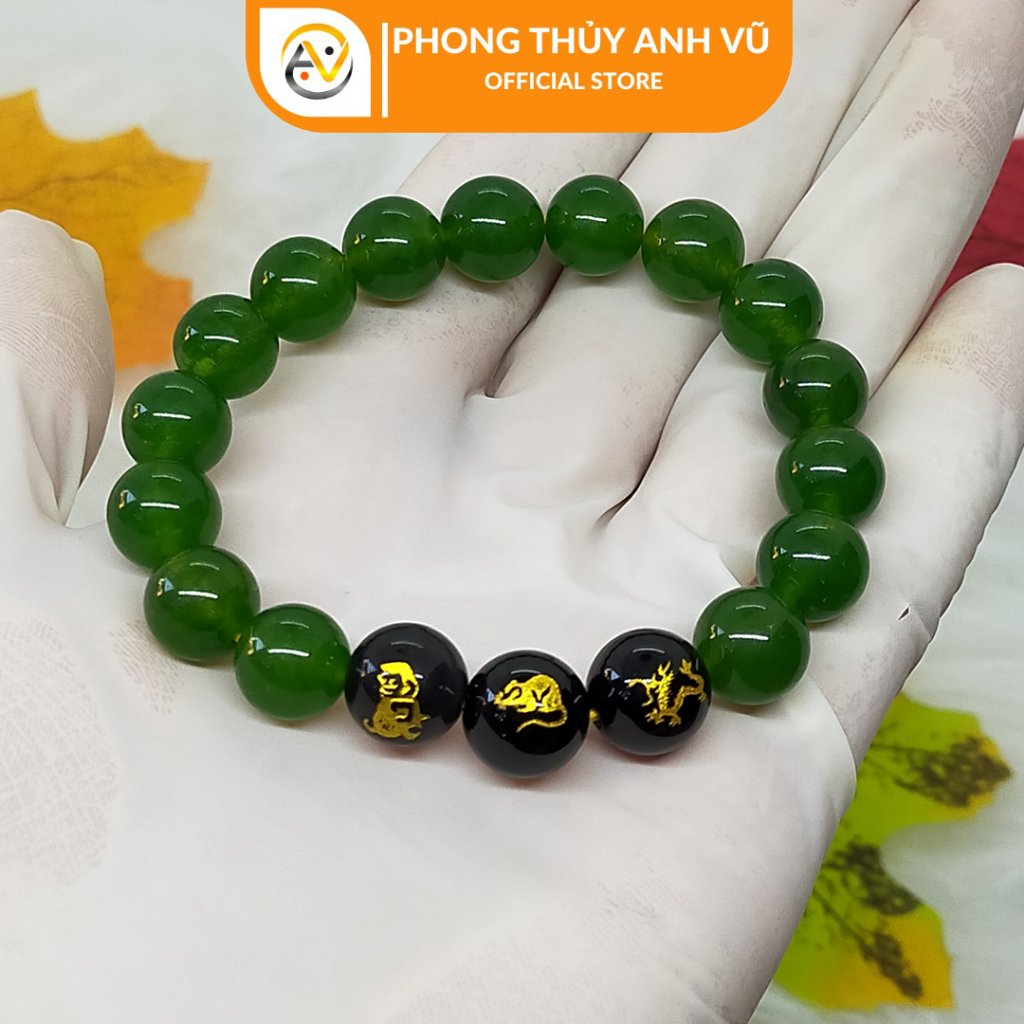 Vòng tam hợp quý nhân thân tý thìn - chất liệu mã não tự nhiên - size 8 10ly - may mắn tài lộc - PHONG THỦY ANH VŨ