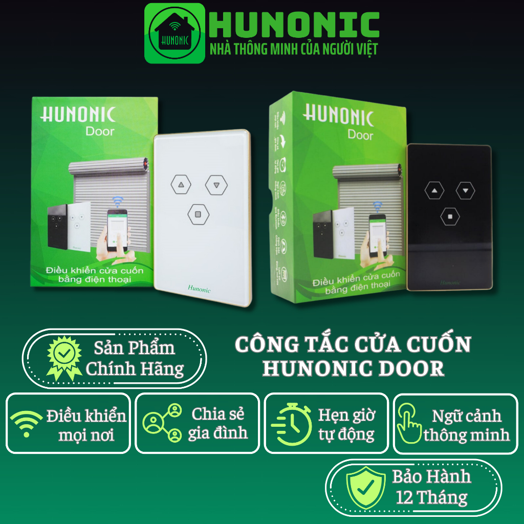 Công Tắc Cửa Cuốn Thông Minh Hunonic Door Điều Khiển Từ Xa Bằng Điện Thoại, Bảo Hành 12 Tháng 1 Đổi 1